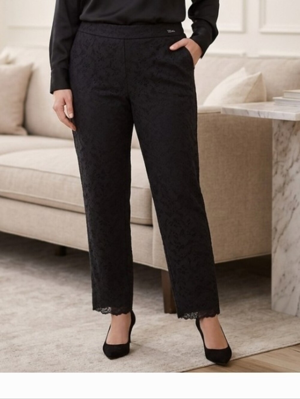 TALBOTS Brand.. Black Lace Straight-Leg Pants